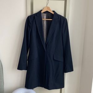 Navy lightweight wool long blazer